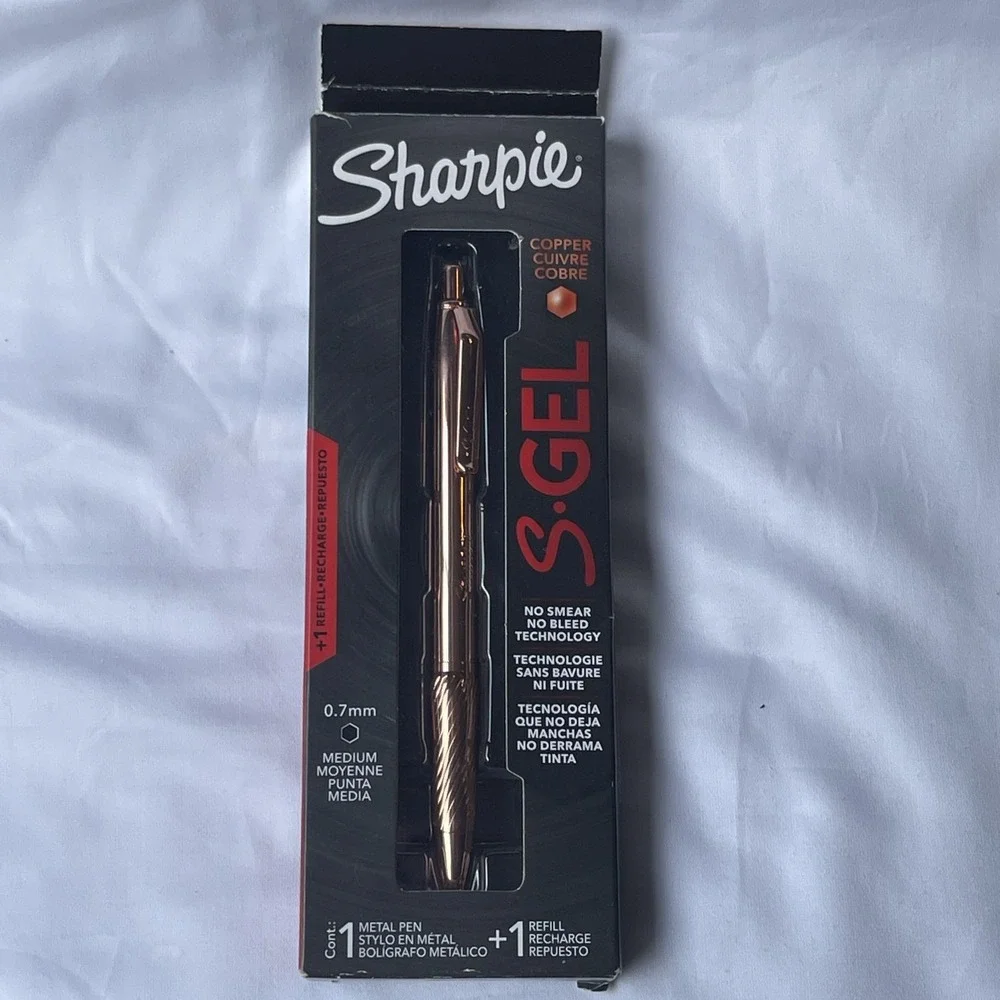 Sharpie S-Gel Gel Pen, Copper Metal Body, Medium Point (0.7mm), Black Ink